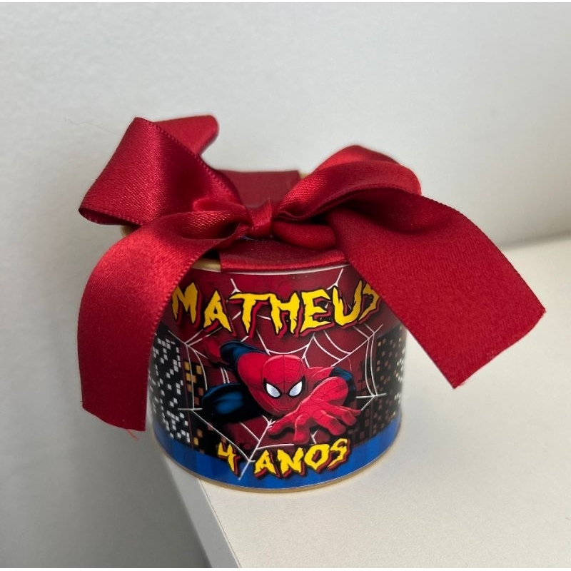 Kit Tubolata Personalizada 6x5 Tema Herói Aranha – Lembrancinha Aniversário Infantil | Nome e Idade Personalizados