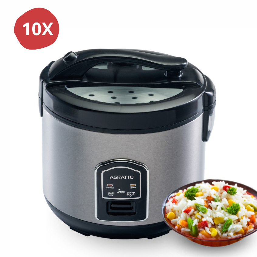 Panela Elétrica de Arroz 10 Xicaras Elétrica Agratto Visor Vidro