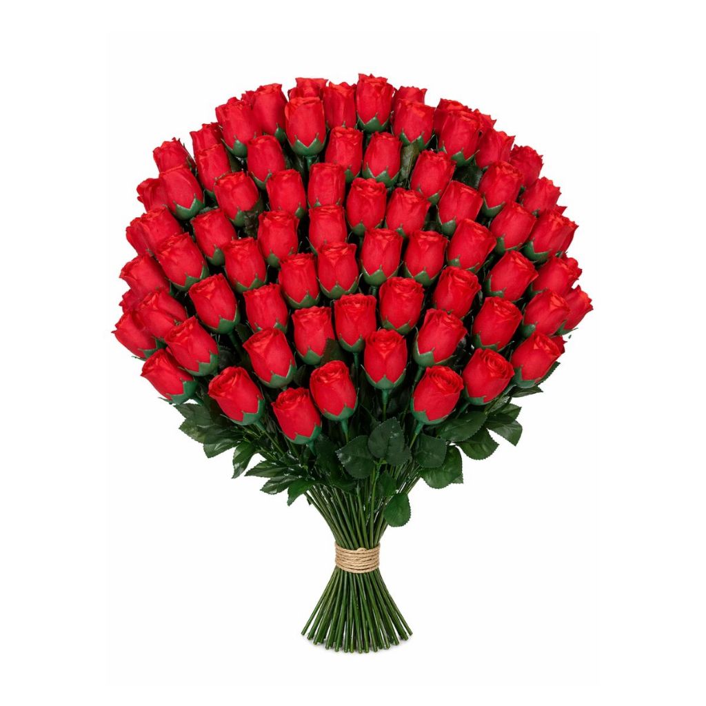 Botões de Rosas Vermelhas Buquê Artificial Decoração