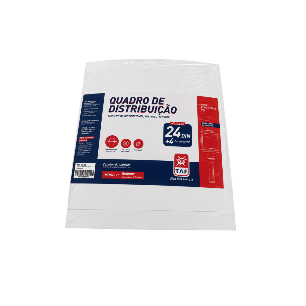 Quadro Caixa Distribuição 24 Polos Disjuntor Din Embutir Central