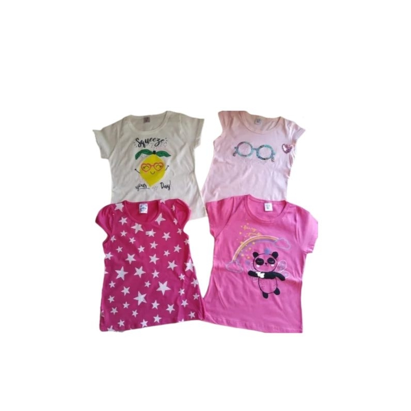 Camiseta Ou Blusa Infantil Para Menina, Estampada Sortida