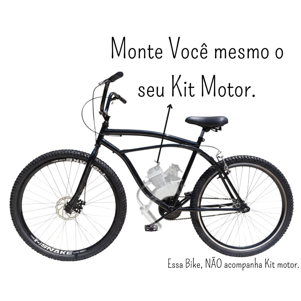Bicicleta aro 26 Beach Caiçara Quadro Reforçado Para Motor Raio Groso Freio a Disco