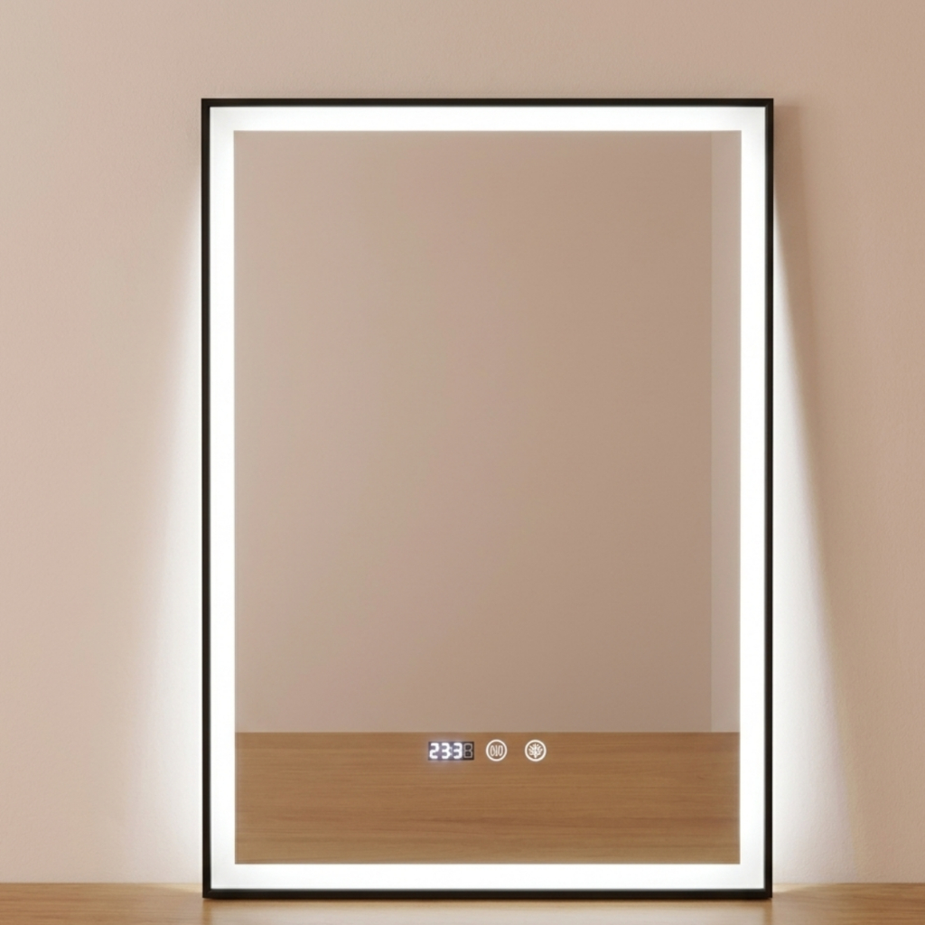 Espelho LED Touch Screen Moderno Digital Com Desembaçador e Relógio