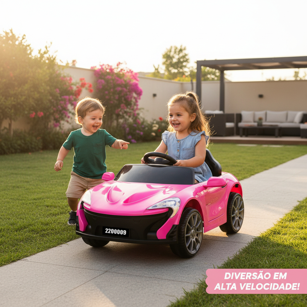 Carro Eletrico Infantil 6v com Controle Remoto Mini Esportivo Rosa Veiculo Passeio Crianca
