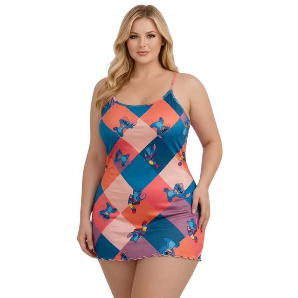 Camisola Plus Size Femenina Alçinha Personagens  Comfortavel