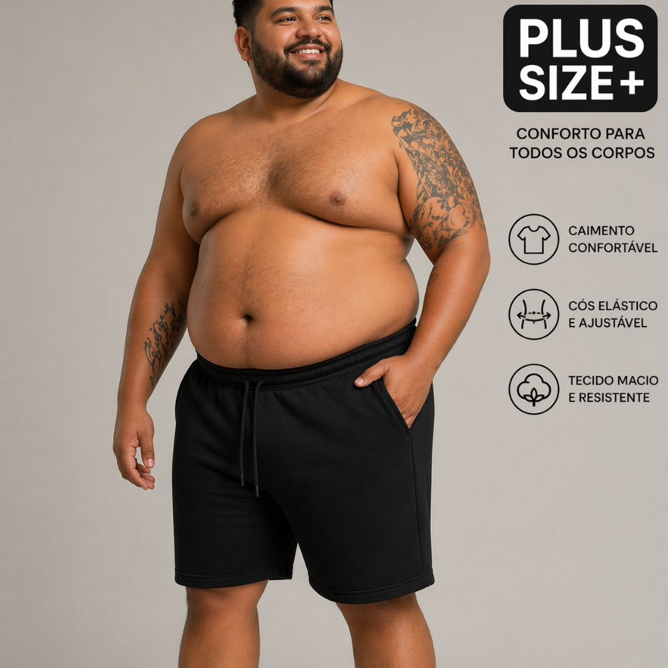 Bermuda Moletom Plus Size Premium Casual Esportiva Algodão