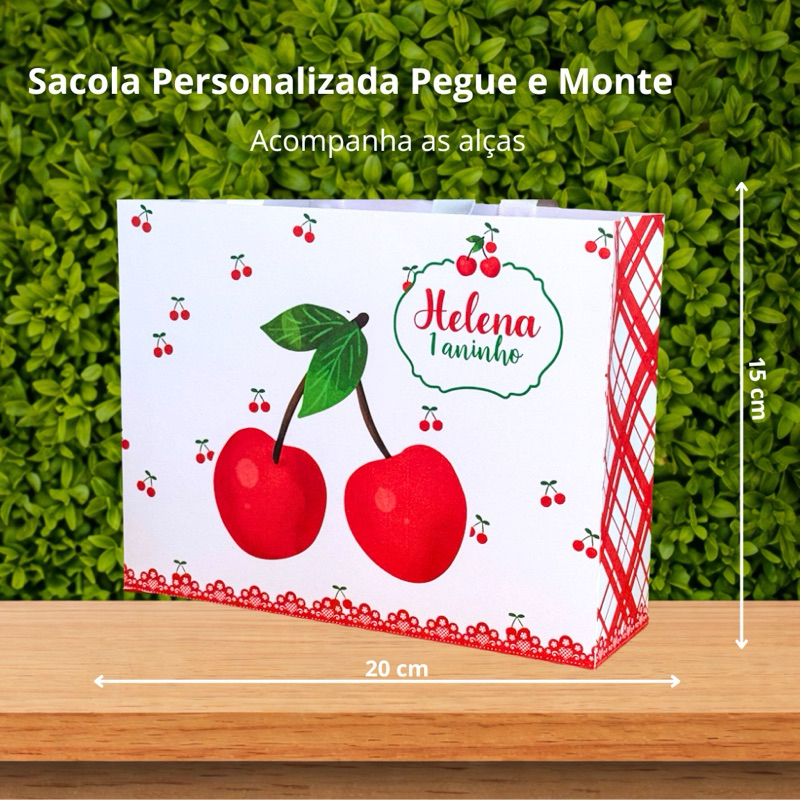 Sacolinha personalizada CEREJINHA PEGUE E MONTE Lembrancinha kit para festa