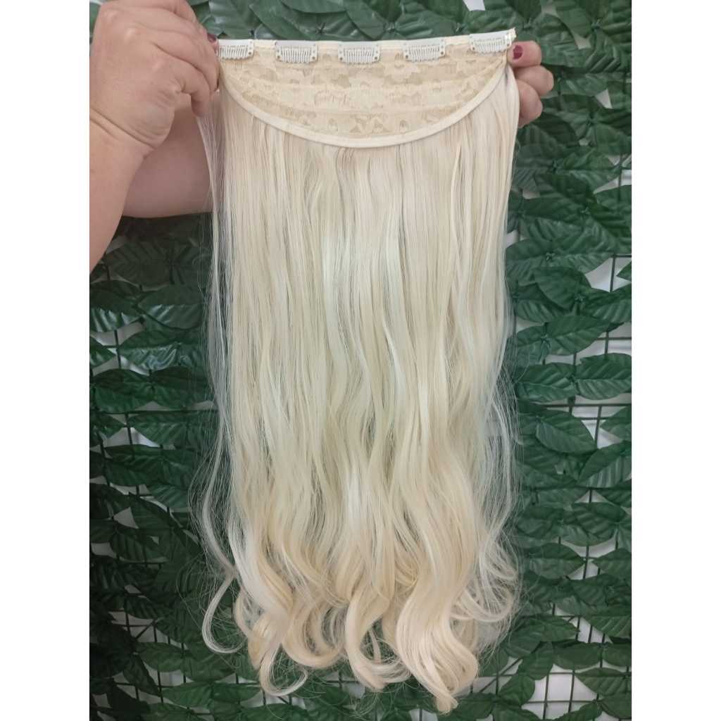 Aplique Tic Tac Cabelo Loiro Claríssimo Ondulado 70cm 150grs Premium