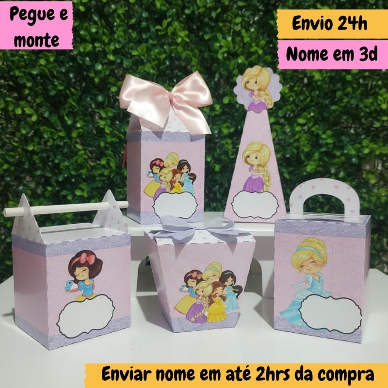 envio imediato kit lembrancinhas personalizadas princesas cute, lembrancinhas de festa aniversário