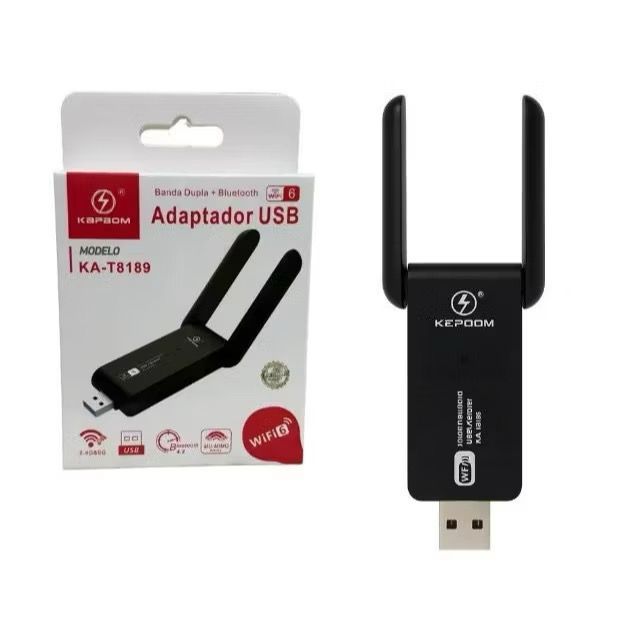 adaptador usb wifi c/ 2 antenas dual band 6g