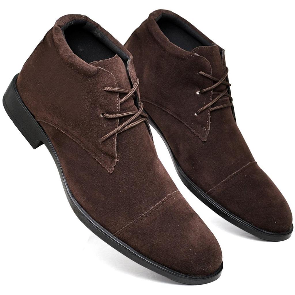 Bota Masculina Chelsea Social Coturno Casual Camurça Confortável Trabalho Chukka Casamento Botina