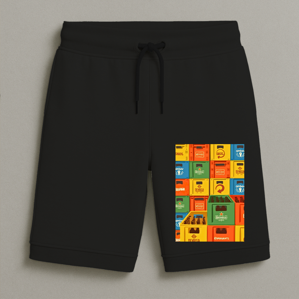 Bermuda Moletom Masculina Infantil Estampada Caixa Cervjea Conforto Streetwear Do Tamanho 8 ao 16