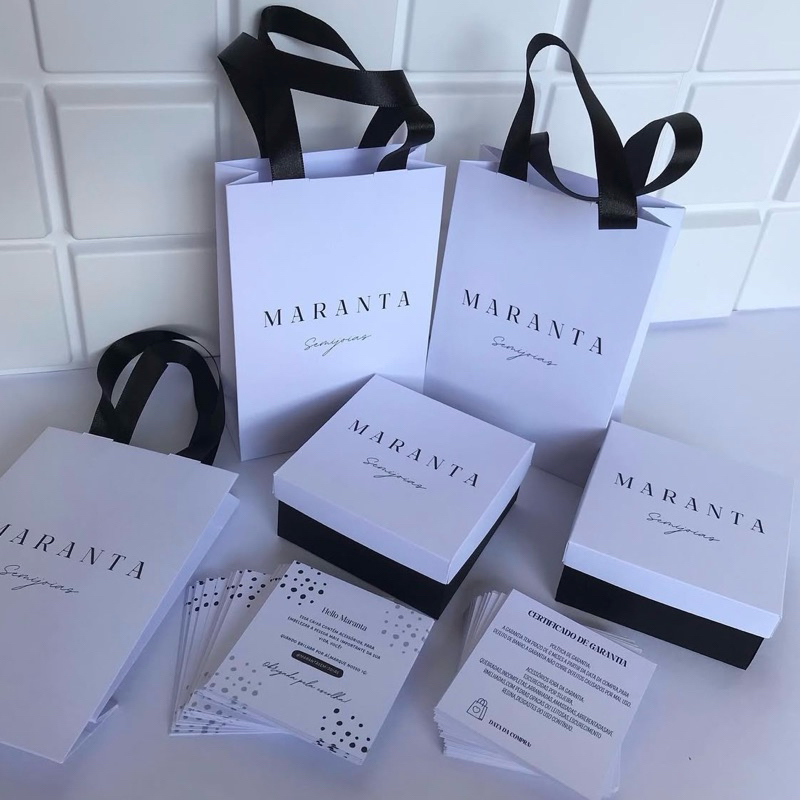 kit Empreendedor Sacolinhas para joias personalizadas com sua logomarca - Caixinhas - Garantias - Cartão agradecimento