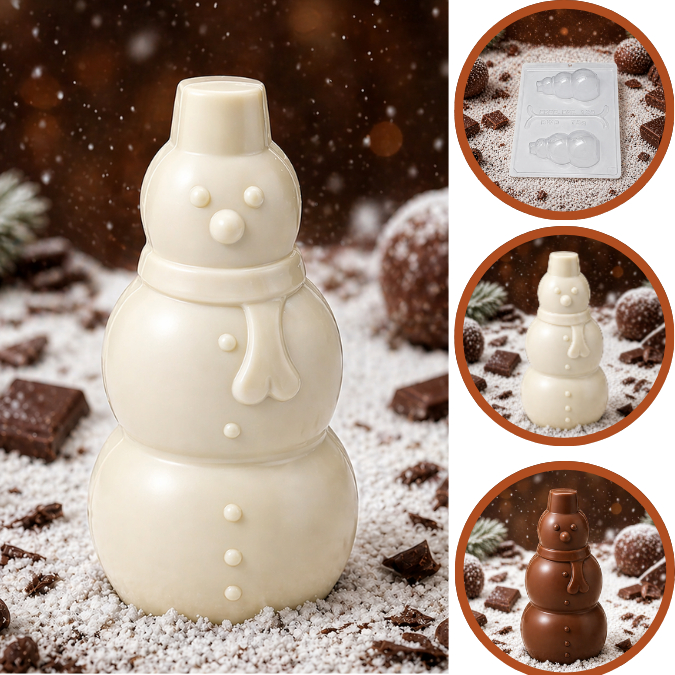 1~5 Forma BWB Com Silicone (3partes) Para Chocolate Cód.126- Boneco de Neve 170g. Natal, Festa Natalinas (CHOCO)