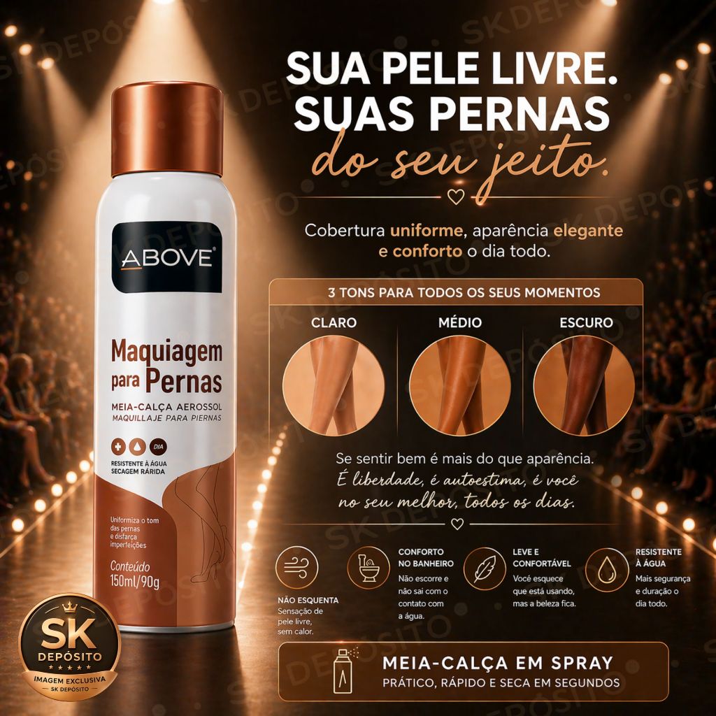 Maquiagem Para Pernas Spray Above Efeito Meia Calça Instantâneo Disfarça Imperfeição Resistente Água