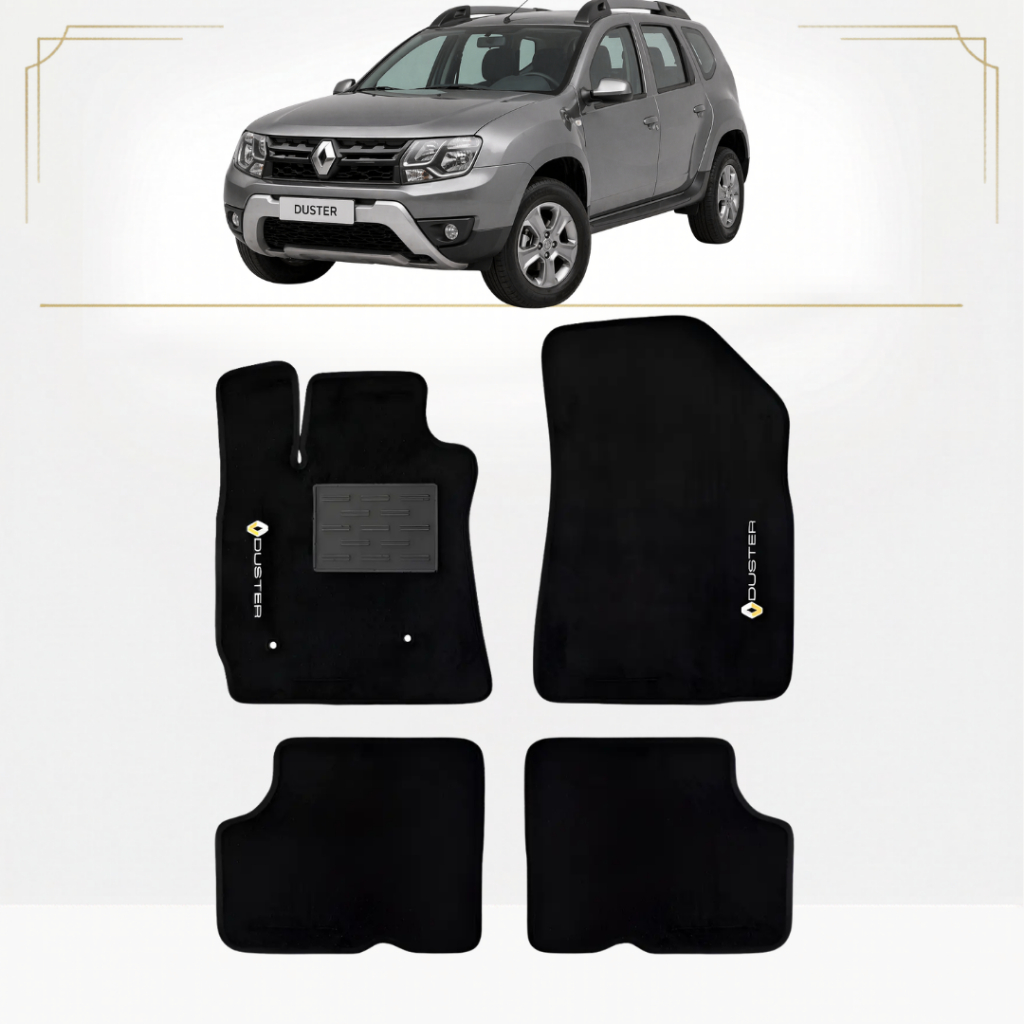 Kit de tapetes 4 peças específico Duster 2016 com Bate pé   2016 2017 2017 2019 2020 2021 2022 2023 Carpete Preto