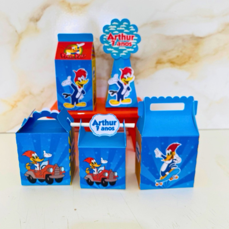 kit festa-caixinha personalizada-lembracinha de aniversário -PICA PAU