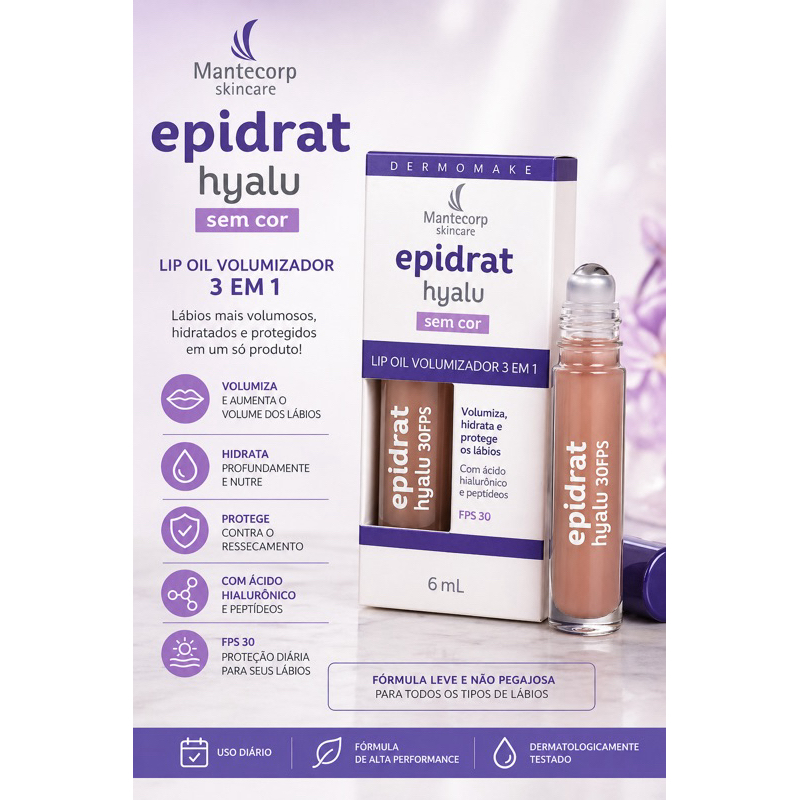 Mantecorp Epidrat Hyalu Lip Oil - Hidratante Labial Volumizador 6ml