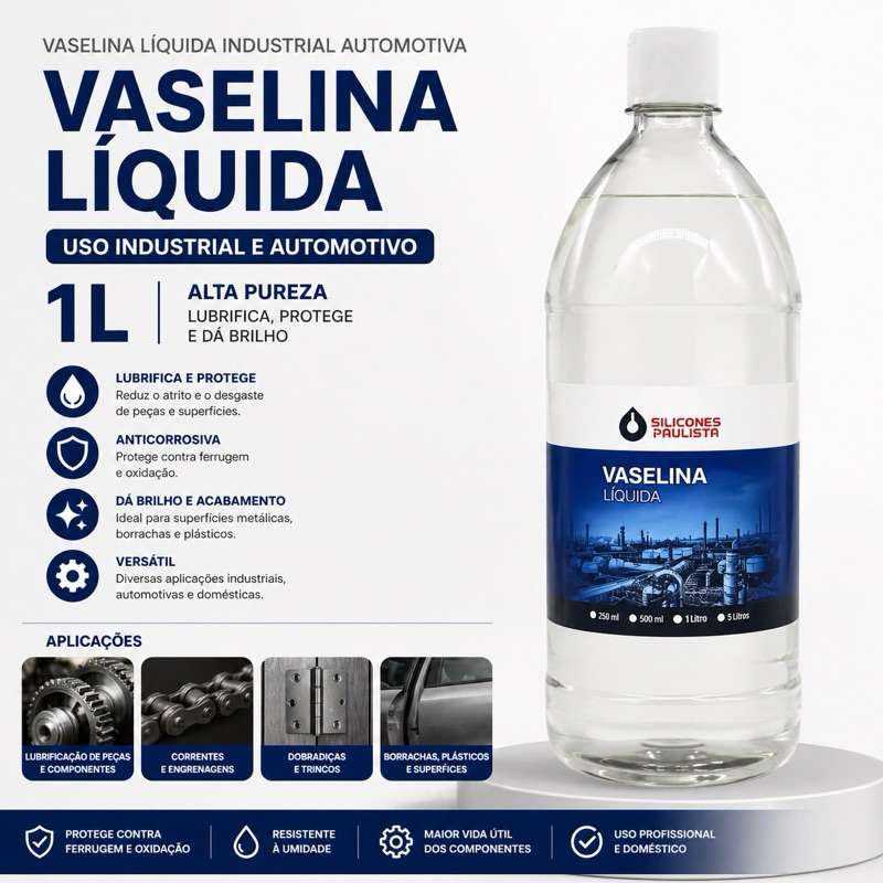 Vaselina Líquida 1 Litro Multiuso – Lubrificante Industrial Automotivo para Carro, Moto, Caminhões, Pesca, Náutica e Man