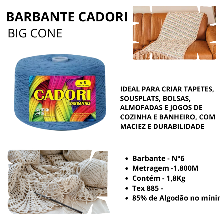 Detalhes do Fio 6 Cadori 1,8kg Big Cone para Decoração Casa E Bordado