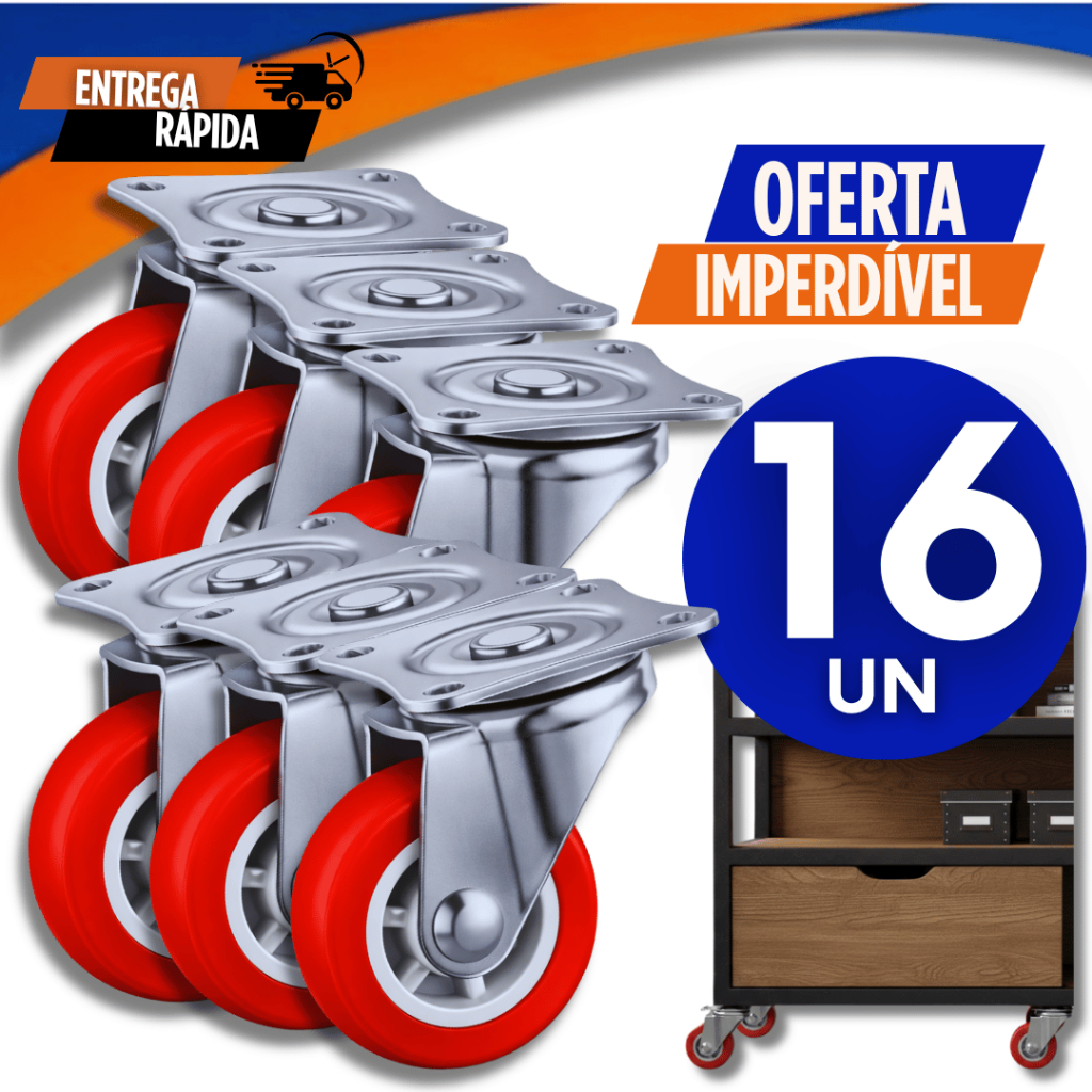 Kit Rodízios 1.1/4 Para Carga Pesada Rodinha Giratória Mesa Moveis Vasos Multiuso Utilidades