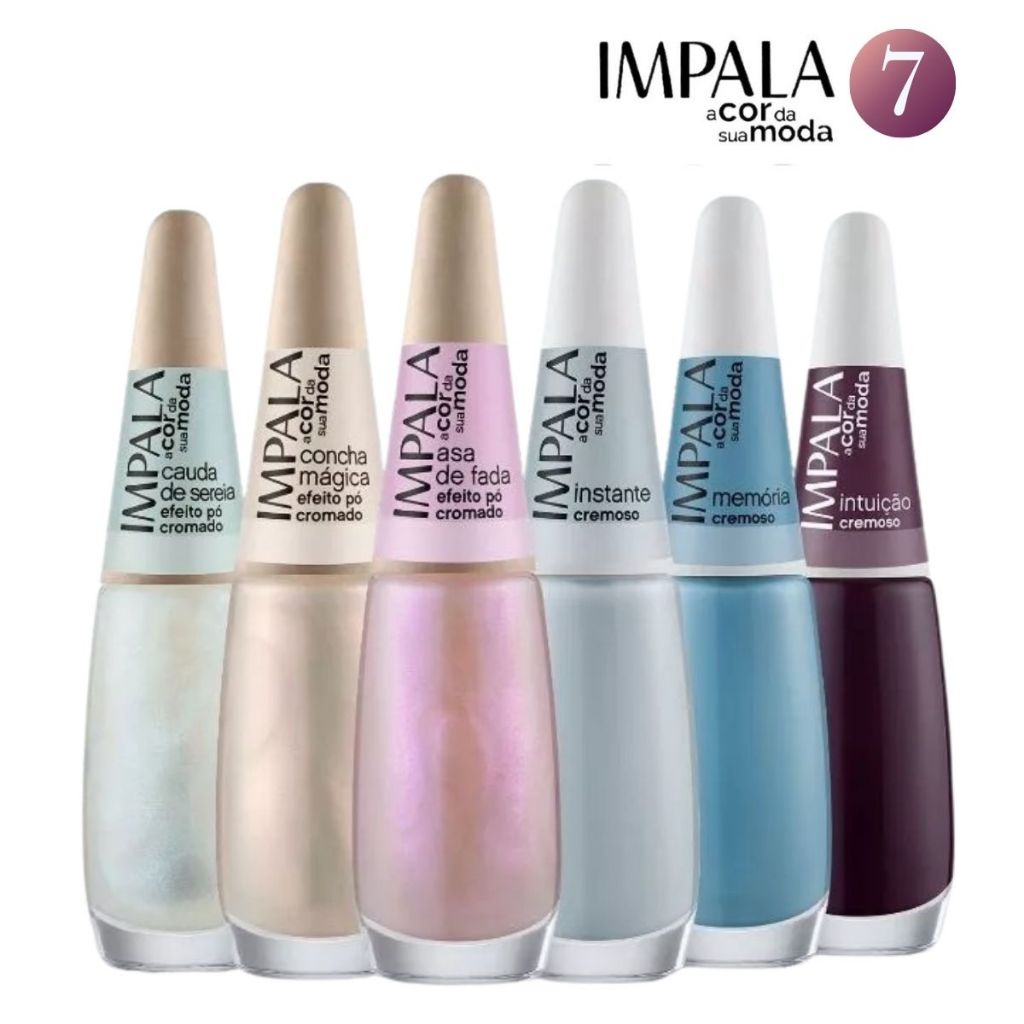 Kit 6 Esmalte Impala A Cor Da Sua Moda 7 Efeito Pó Cromado e Cremosos lançamento Atacado Manicure Pedicure