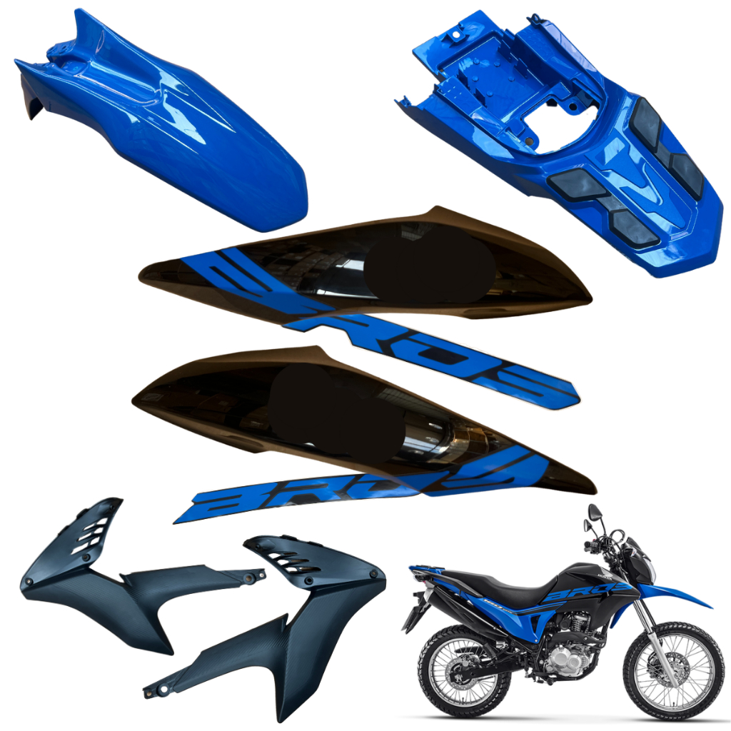 Kit Carenagem Nxr Bros 160 2016 Até 2021 Asa Tanque Complementos Rabeta Traseira Paralama Dianteiro