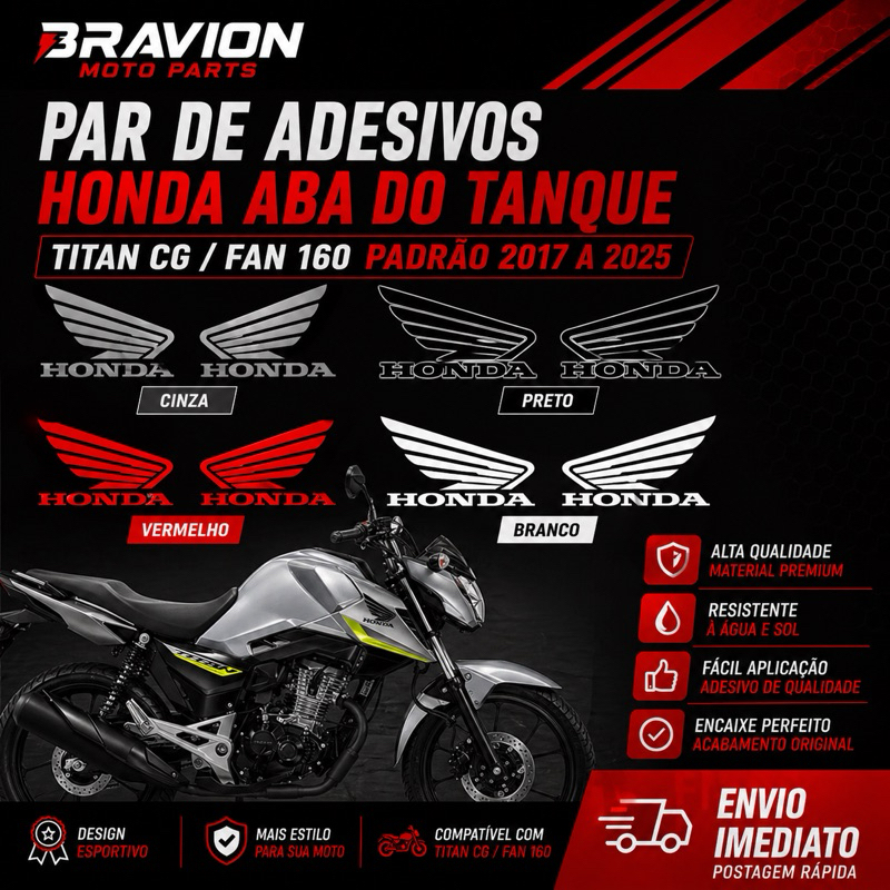 Par de Adesivos Aba do Tanque Titan Cg Titan Fan 160 Padrão 2017 a 2025