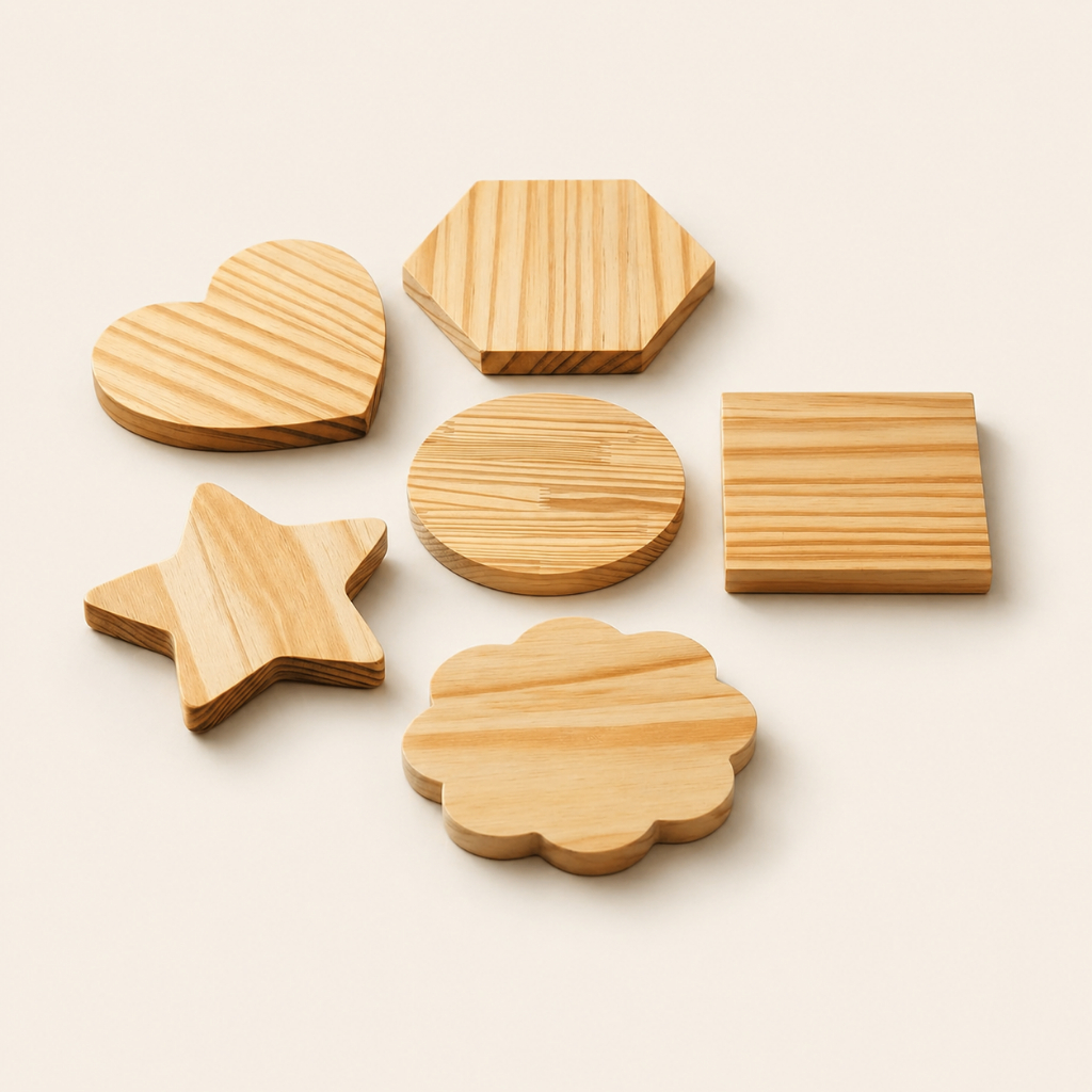 Kit Porta Copos Madeira Pinus Formato Coração Frases Mesa Posta Decoração Artesanato Dia das Mães