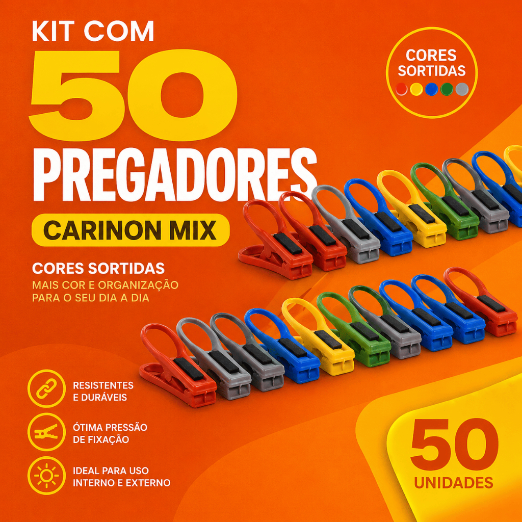 Kit Com 50 Unidades Prendedor De Roupa Pregador De Roupa Reforçado