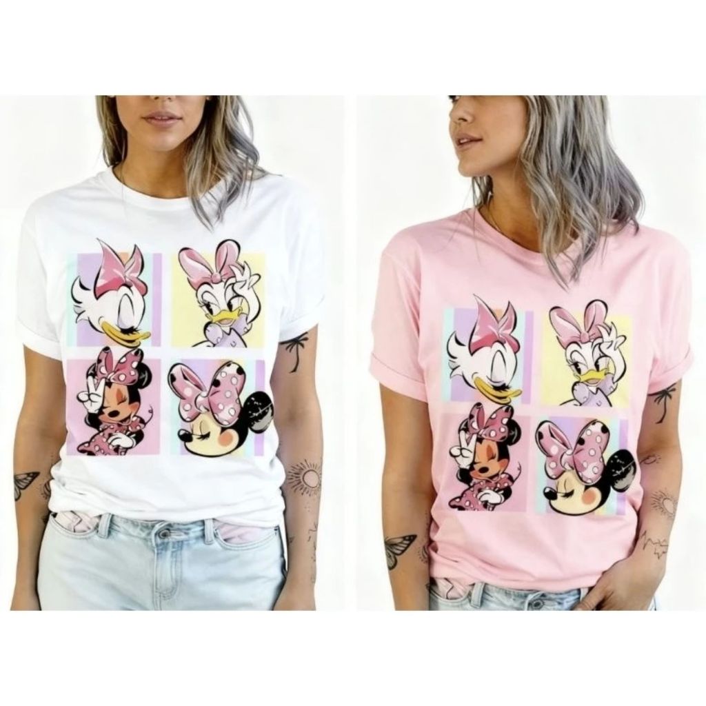 CAMISETA ADULTA FEMININA INFANTIL MAE E FILHA PERSONAGEM MARGARIDA MINNIE EXCLUSIVA TENDENCIA CONFORTAVEL DELICADA FOFA