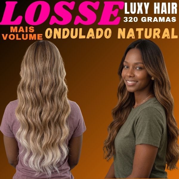 Cabelo Ondulado 70 cm Bio Orgânico | Orgânico Premium | 8 telas 320G -  LOSSE Luxy Hair