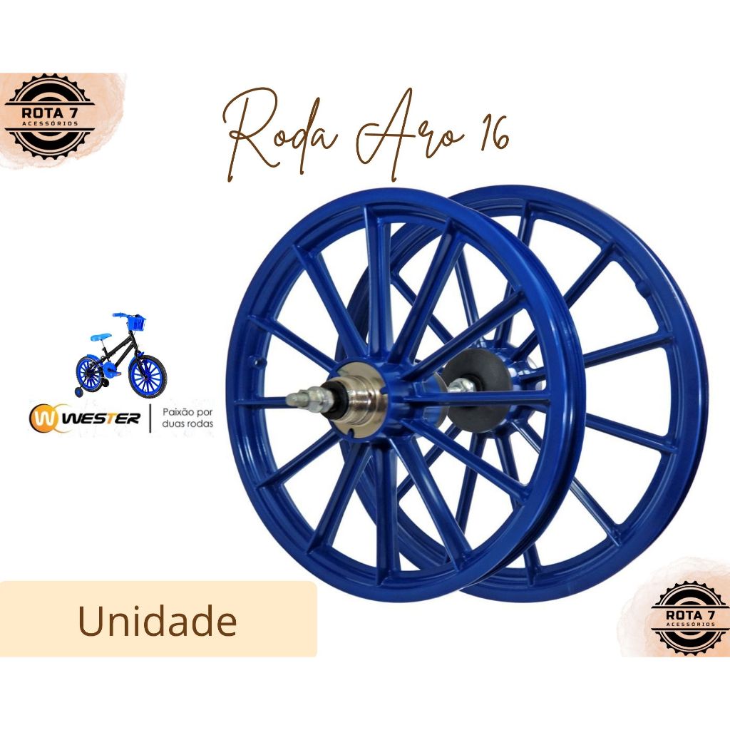 Roda Nylon Plástico Aro 16 Azul Bicicleta Infantil Bike - Wester