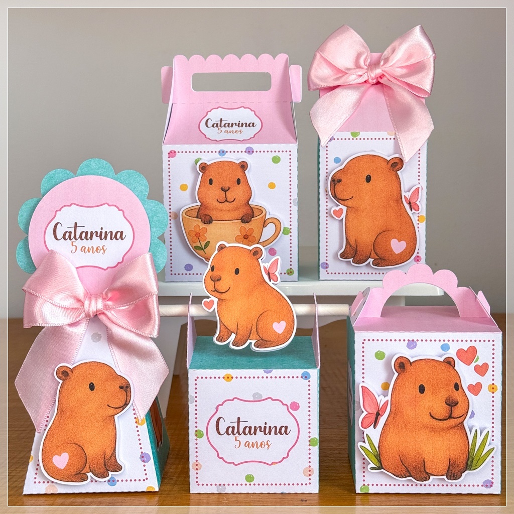 KIT FESTA  Personalizado Capivara pegue e Monte Lembrancinhas - Aniversário - Caixinha Personalizadas