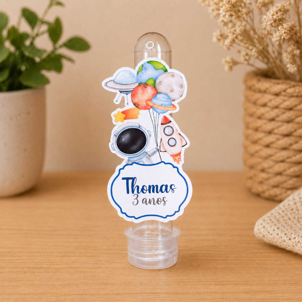 Aplique para Tubete Personalizado Astronauta Menino I Tag I Aniversário I Lembrancinha Festa