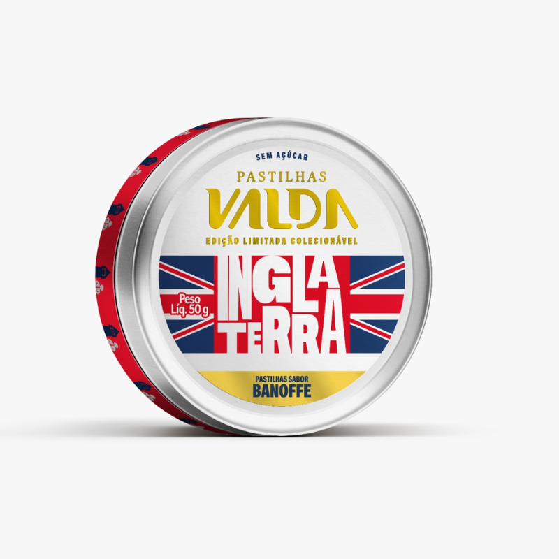 Valda Lata Copa do Mundo Inglaterra Sabor Banoffe 50g