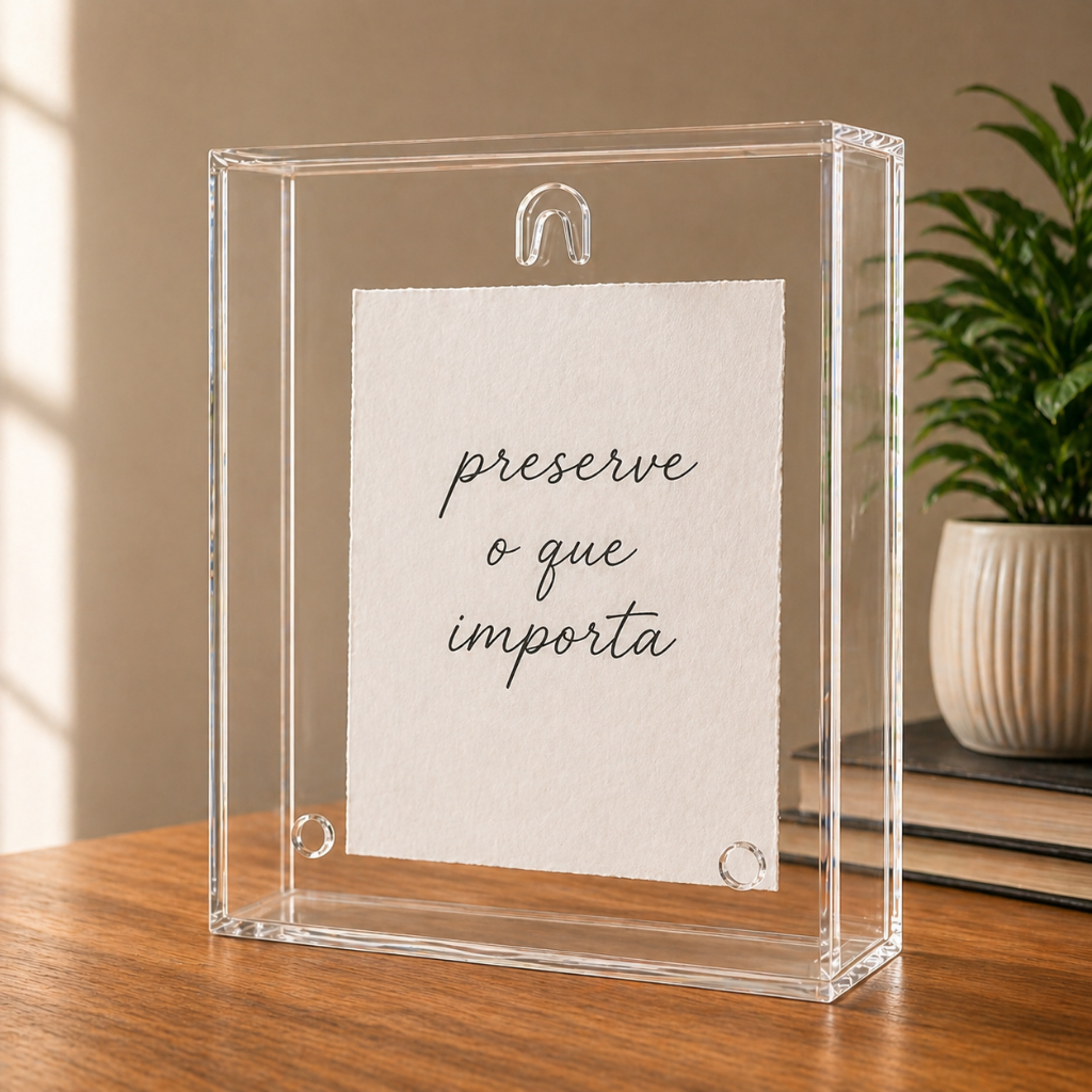 Quadro Moldura de Acrilico Porta Retrato 25x30 Caixa Expositora Para Fotos e Memórias