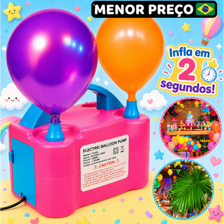 Bomba de Encher Balões Bexigas Inflador Elétrico Bola de Festas 110v/220v - OFerta