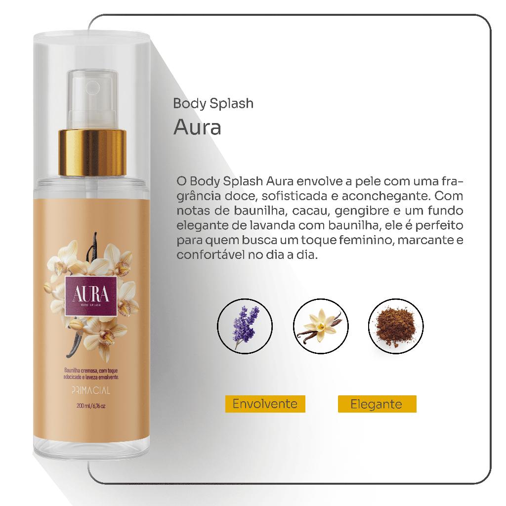 KIT FEMININO CREME HIDRATANTE AURA + BODY SPLASH AURA 200ML BY PRIMACIAL