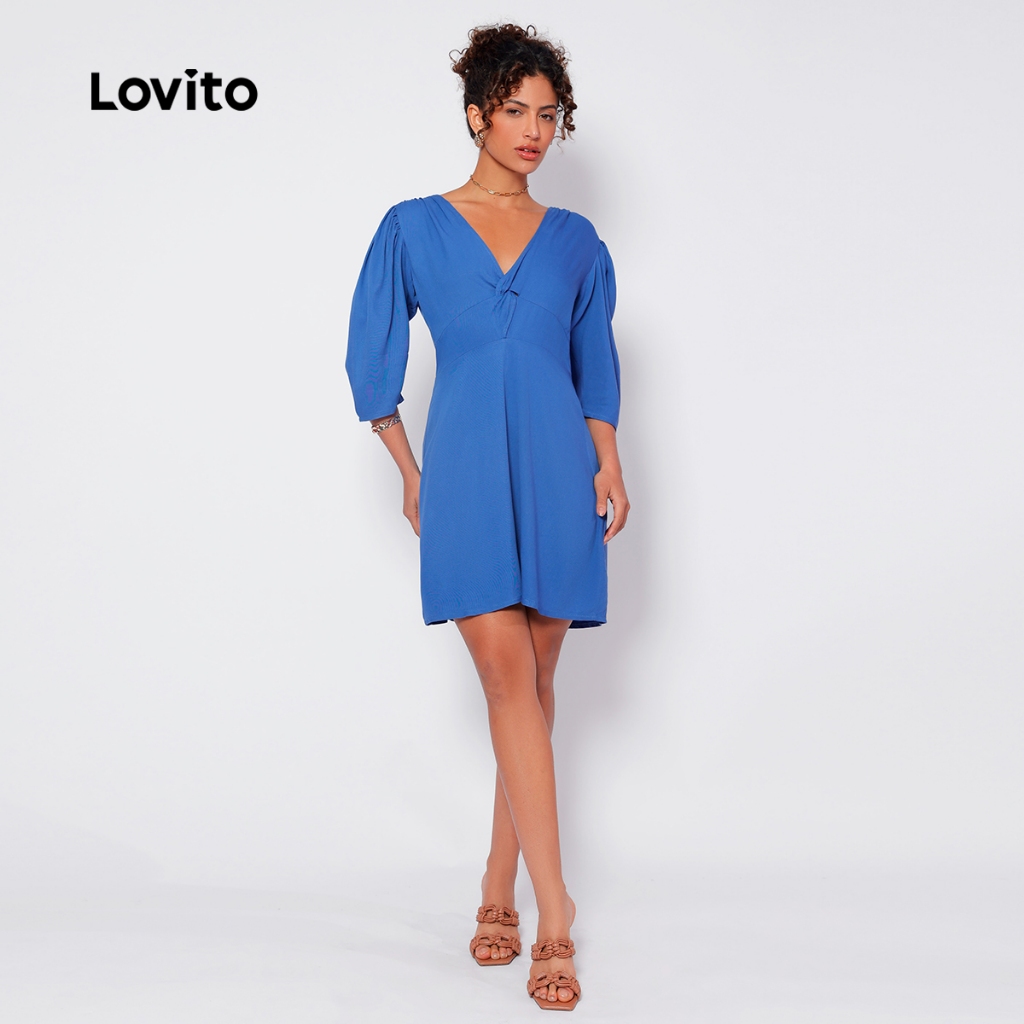 Lovito Vestido Viscose Detalhe Nó Busto DRB244BRL273