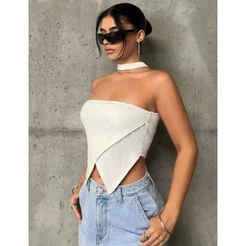 Blusa HALTER TOP ASSMETRICA RIBANA ELEGÂNCIA E CONFORTO