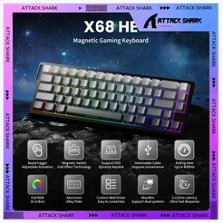 ATTACK SHARK X68 HE Rapid Trigger Mechanical Gaming Keyboard 60% Wired TKL with Adjustable Actuation