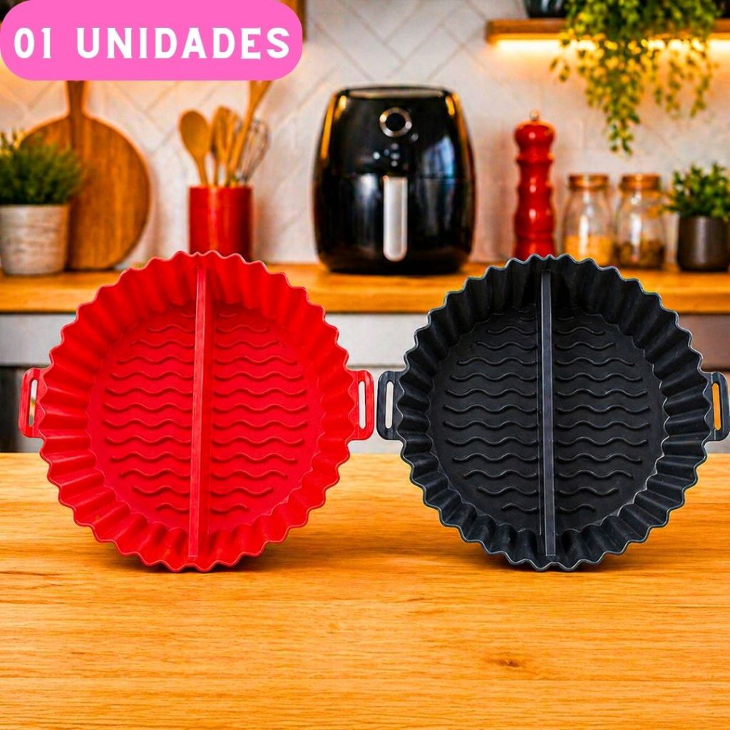 Forma Cesta De Silicone Para Fritadeira Air Fryer Com Divisória Antiaderente para Cozinha