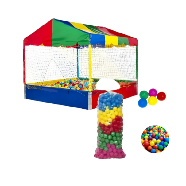 Piscina de Bolinhas 1x1 Completa Valentina Brinquedos – Com Bolinhas Coloridas, Toldo e Rede de Proteção