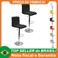 Kit 2 Banquetas Confort Estofada Couro Giratória c/ regulagem Conforto