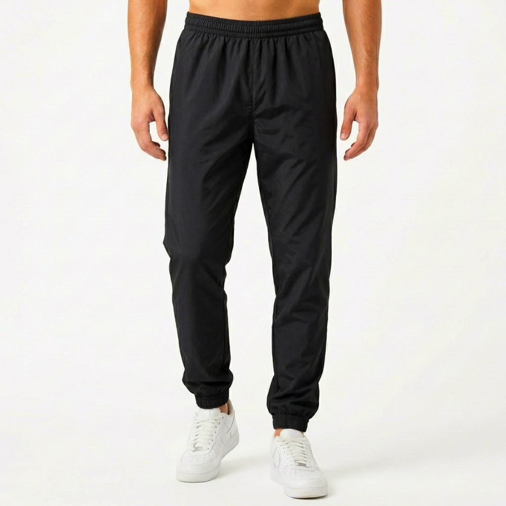 Calça Tactel Elastano Jogger Esportiva Preta Masculina Academia Treino Bolso Esportivo Corrida