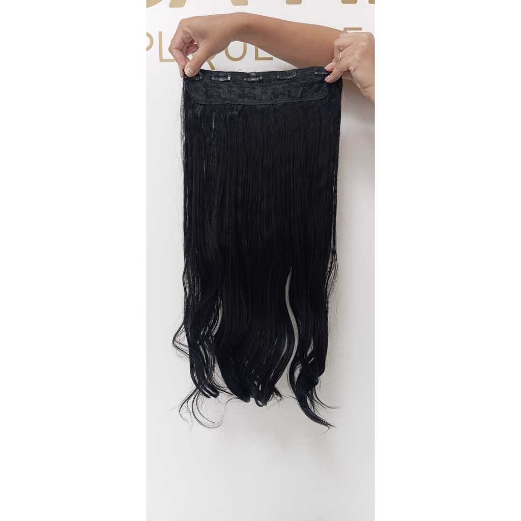 Aplique Cabelo 60cm Igual Humano Tic Tac Preto Ondulado 150g Bio Humano Promoção