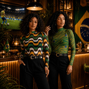 Blusa Feminina Manga Longa Tule Brasil Core Torcida Copa Toque Leve Confortável