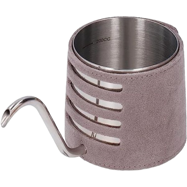 Bule Barista Pescoço de Ganso com Revestimento de Couro Micro Fibra 250ml Prata