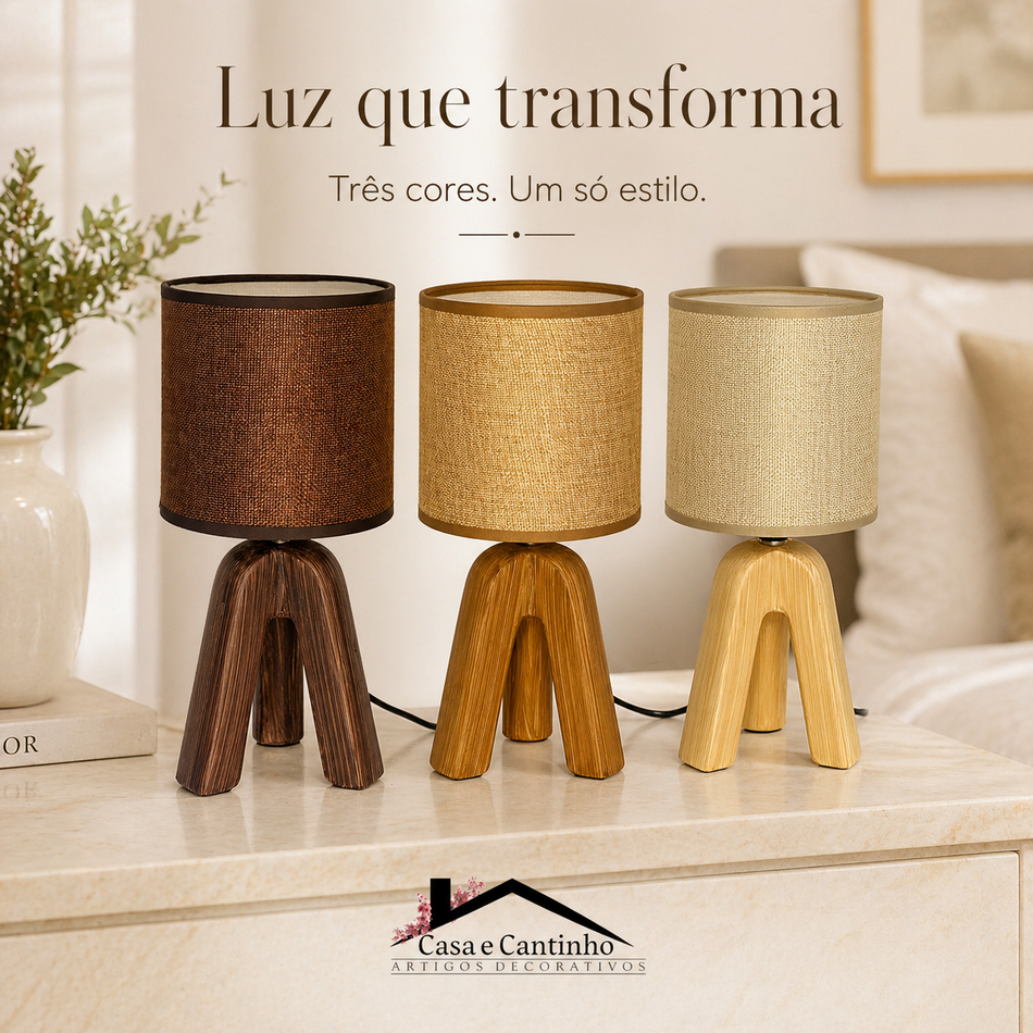 Luminária Abajur de Cabeceira Criado Mudo Mesa Escritório Sala Quarto Com Cúpula Bivolt